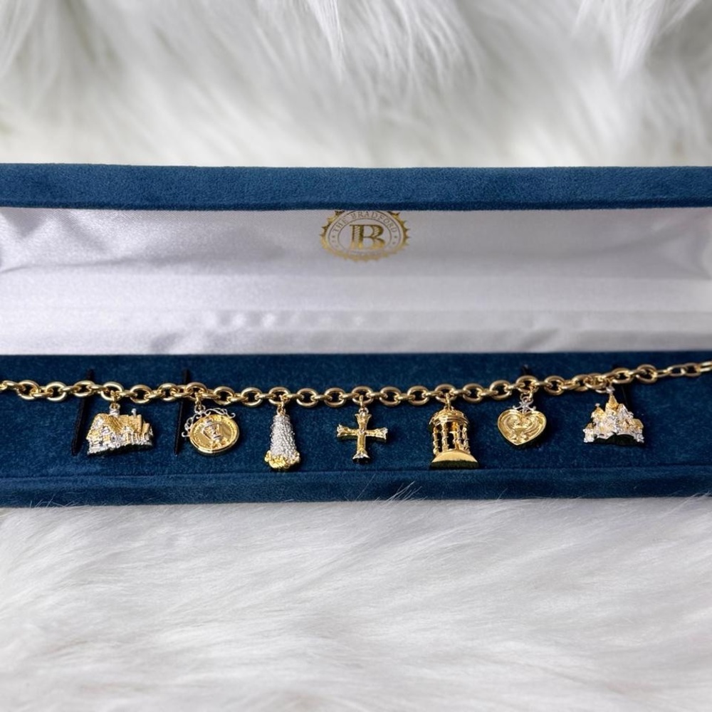 Thomas Kincade Gold plated Charm Bracelet with genuine diamond accents